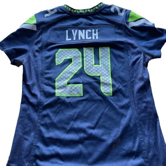 Seattle Seahawks Jersey Womens M Blue #24 Marshawn Lynch On Field Football Nike - Picture 1 of 12